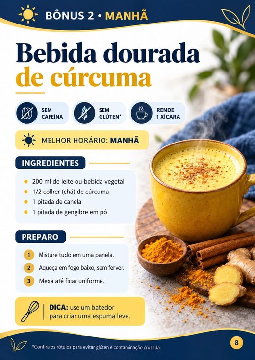 Página da receita Bebida dourada de cúrcuma