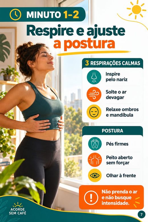 Página do ritual matinal: respire e ajuste a postura