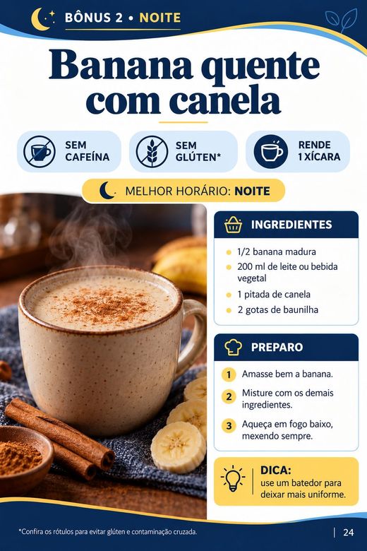 Página da receita Banana quente com canela