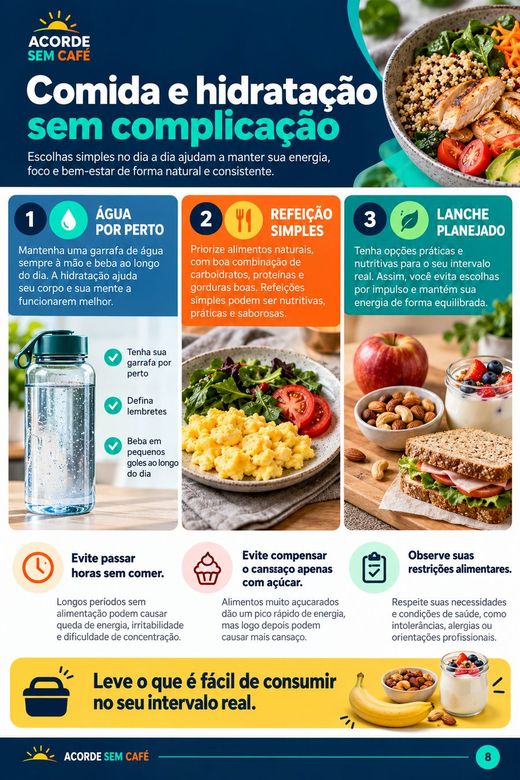 Página sobre comida e hidratação sem complicação